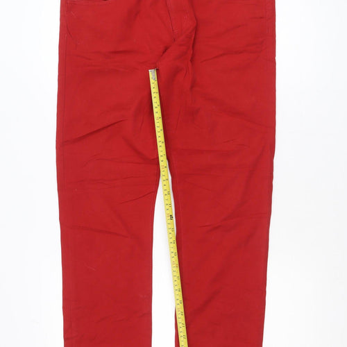 Carhartt Women Red Straight Jeans 34 Regular Stretch Cotton