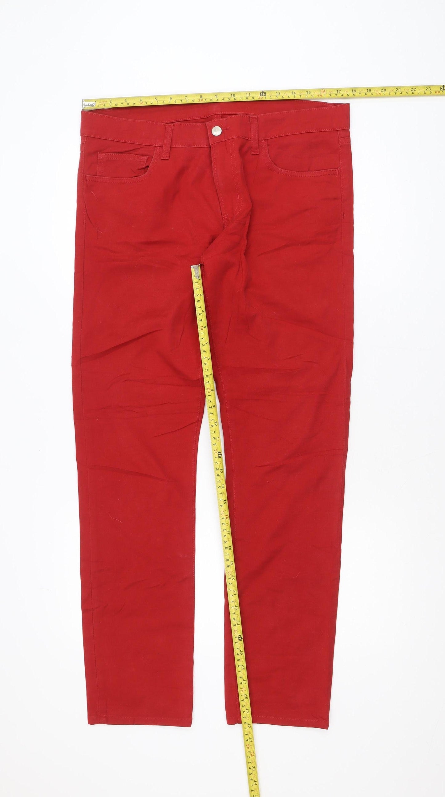 Carhartt Women Red Straight Jeans 34 Regular Stretch Cotton