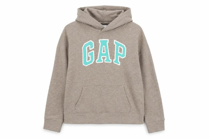 Gap Women Beige Pullover Hoodie Medium Logo Casual Soft Fleece