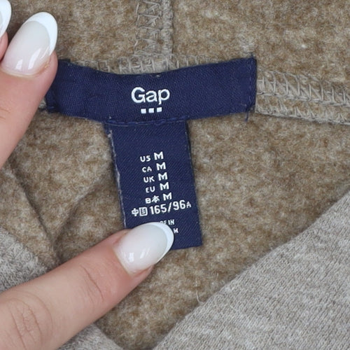 GAP Women Beige Pullover Hoodie Medium Logo Casual Soft Fleece