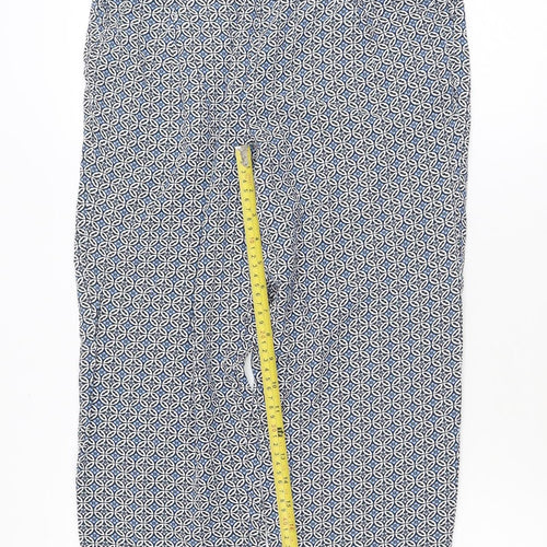 Marks and Spencer Women Blue Geometric Trousers Size 10 Regular Viscose