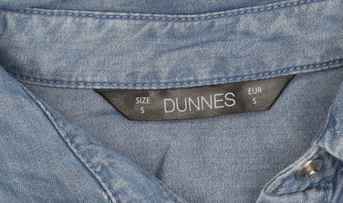 Dunnes Women's Blue Lyocell Denim Long Sleeve Button-Up Shirt S