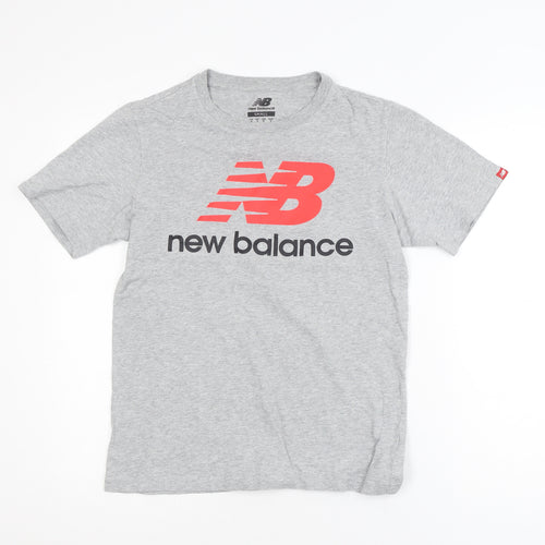 New Balance Men's Grey Small Graphic Sports Cotton T-Shirt