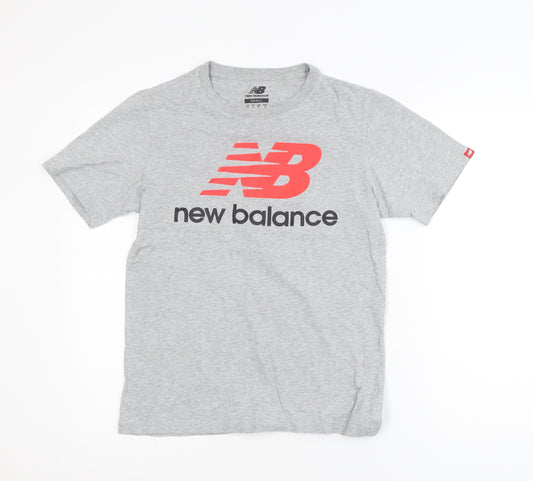New Balance Men's Grey Small Graphic Sports Cotton T-Shirt