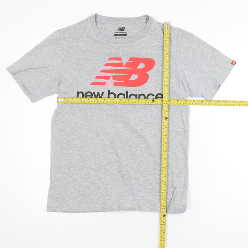 New Balance Men's Grey Small Graphic Sports Cotton T-Shirt