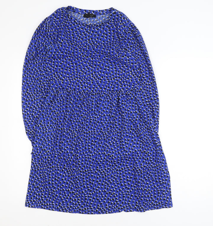 New Look Women Blue Animal Print A-Line Dress Size 8