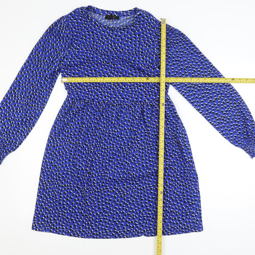 New Look Women Blue Animal Print A-Line Dress Size 8