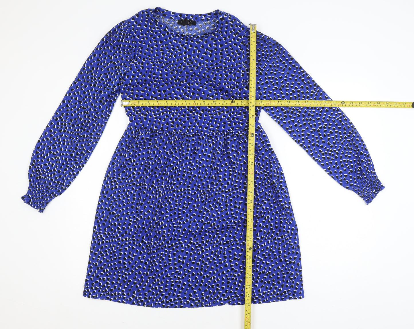 New Look Women Blue Animal Print A-Line Dress Size 8
