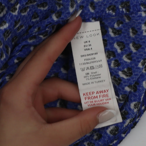 New Look Women Blue Animal Print A-Line Dress Size 8