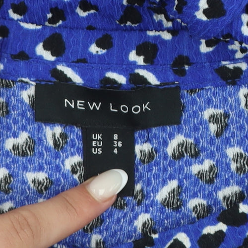 New Look Women Blue Animal Print A-Line Dress Size 8