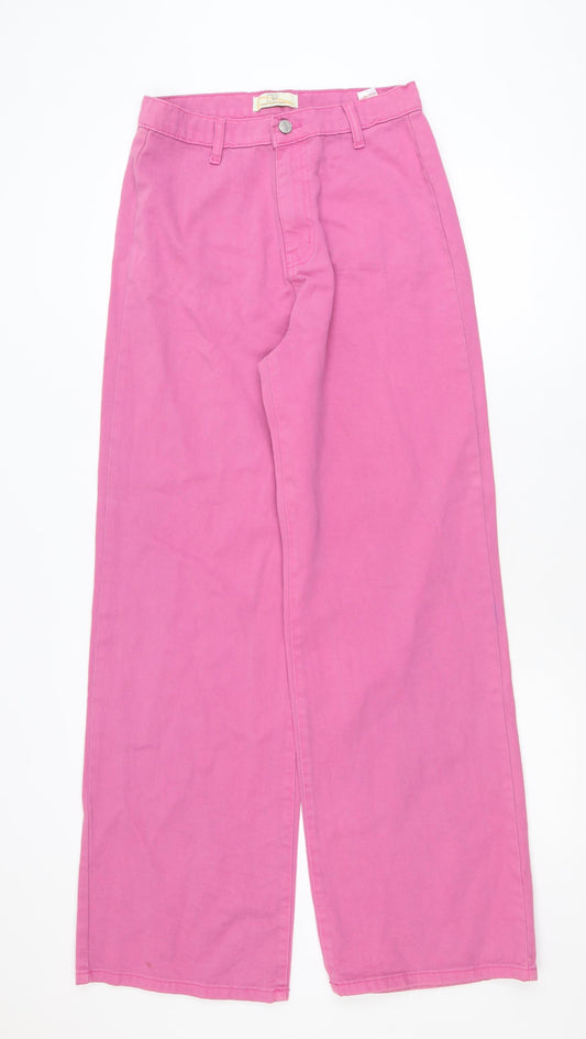 Don't Think Twice Women's Pink Wide-Leg Jeans Size 12 Stretch Cotton