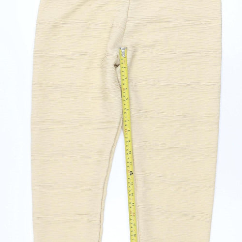 PrettyLittleThing Women Beige UK 16 Textured Skinny Leggings