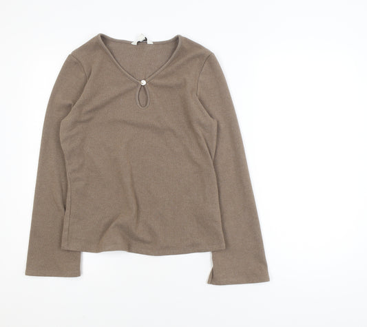 Marks and Spencer Women’s Brown Long Sleeve Stretch Jersey Top Size 12