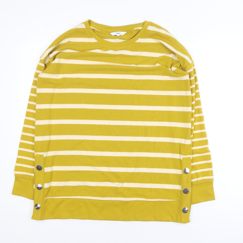 Next Women’s Yellow Striped Crew Neck Long Sleeve Relaxed Pullover Size 12