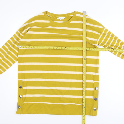 Next Women’s Yellow Striped Crew Neck Long Sleeve Relaxed Pullover Size 12