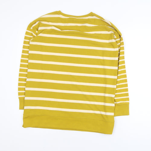 Next Women’s Yellow Striped Crew Neck Long Sleeve Relaxed Pullover Size 12