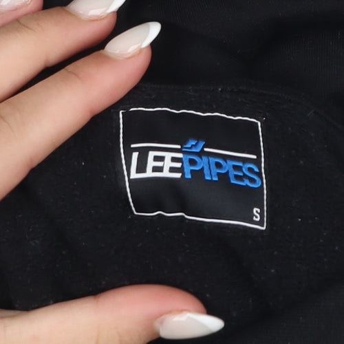 Lee Pipes Men's Black Grey Pullover Hoodie Small Logo Fleece