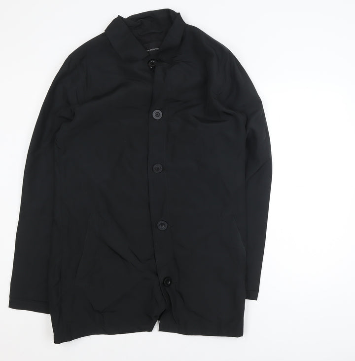 French Connection Men's Black Mid-Length Polyester Overcoat M