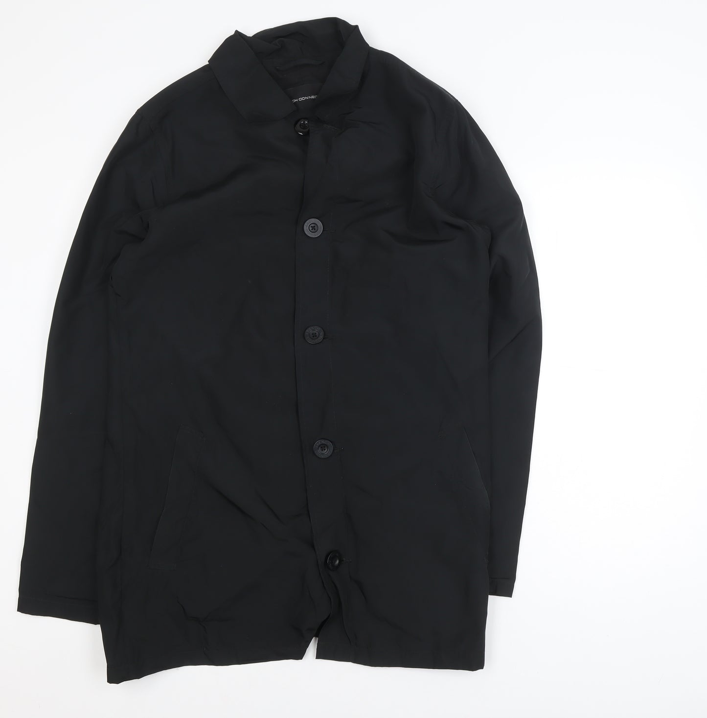 French Connection Men's Black Mid-Length Polyester Overcoat M