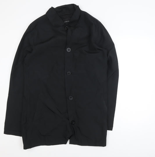 French Connection Men's Black Mid-Length Polyester Overcoat M