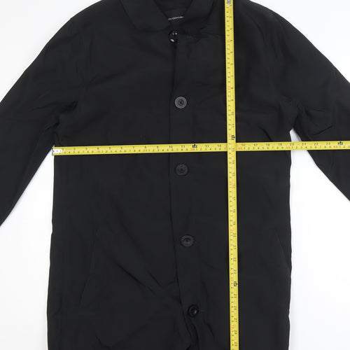 French Connection Men's Black Mid-Length Polyester Overcoat M