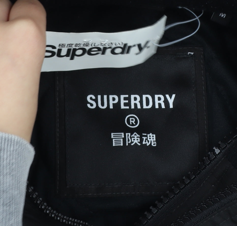 Superdry Men's Black M Puffer Jacket Hooded Waterproof Windproof