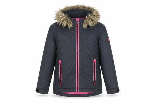 Surfanic Girls Grey Fur Trim Hooded Winter Puffer Jacket 8 Years