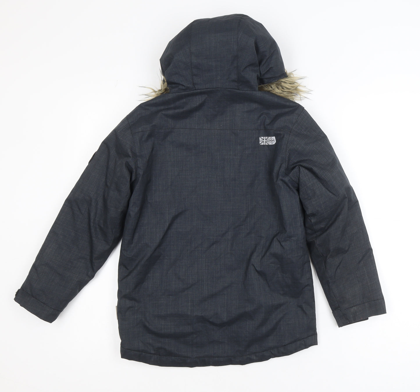 Surfanic Girls Grey Fur Trim Hooded Winter Puffer Jacket 8 Years
