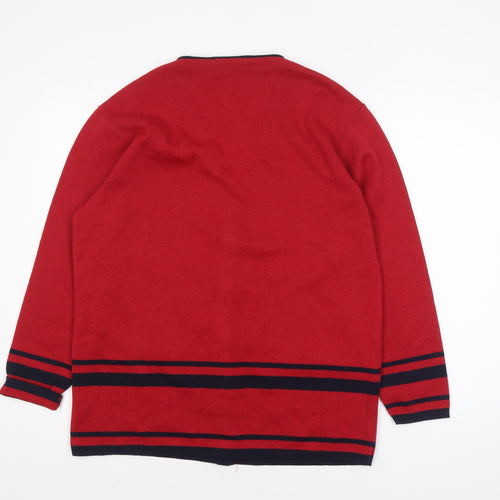 The Castle Collection Womens Red Wool V-Neck Cardigan Size M