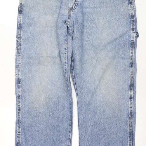 Wrangler Men's Blue Straight Denim Jeans 34x29 Relaxed Fit