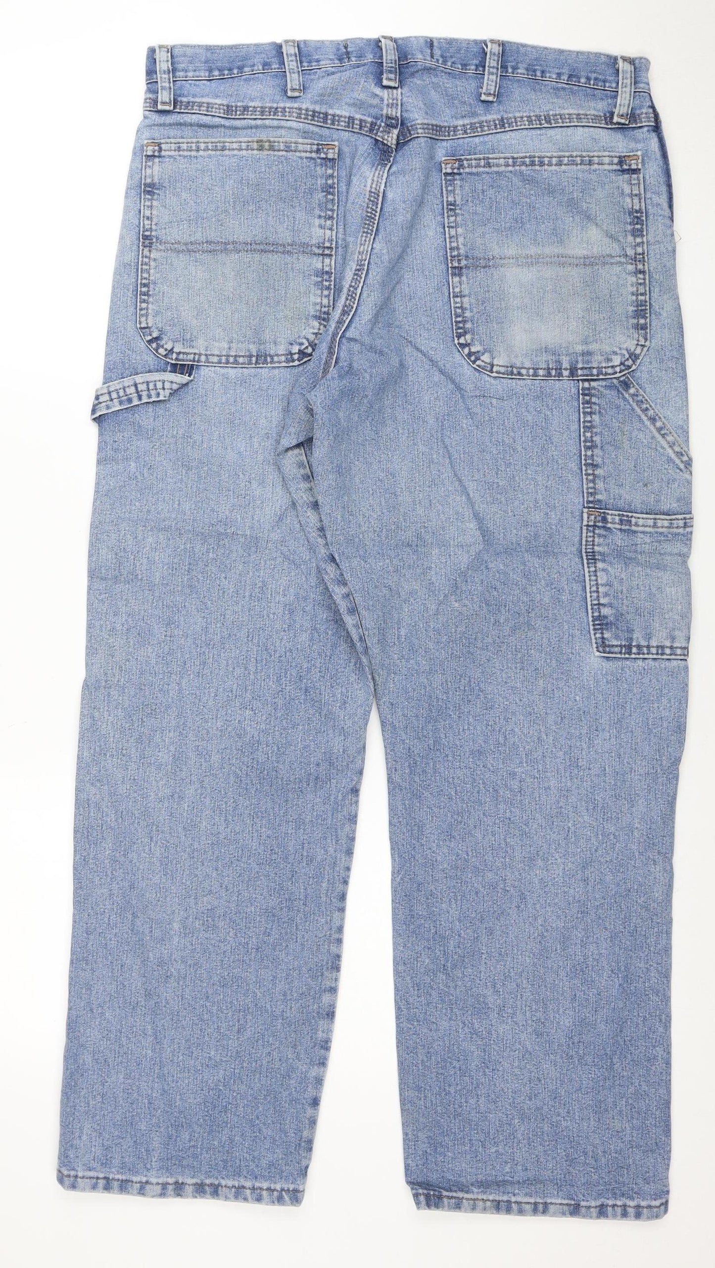 Wrangler Men's Blue Straight Denim Jeans 34x29 Relaxed Fit