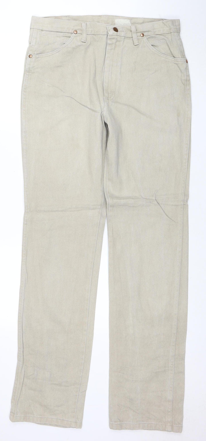 Wrangler Men's Beige Chino Trousers 34W 36L Cotton Straight Fit