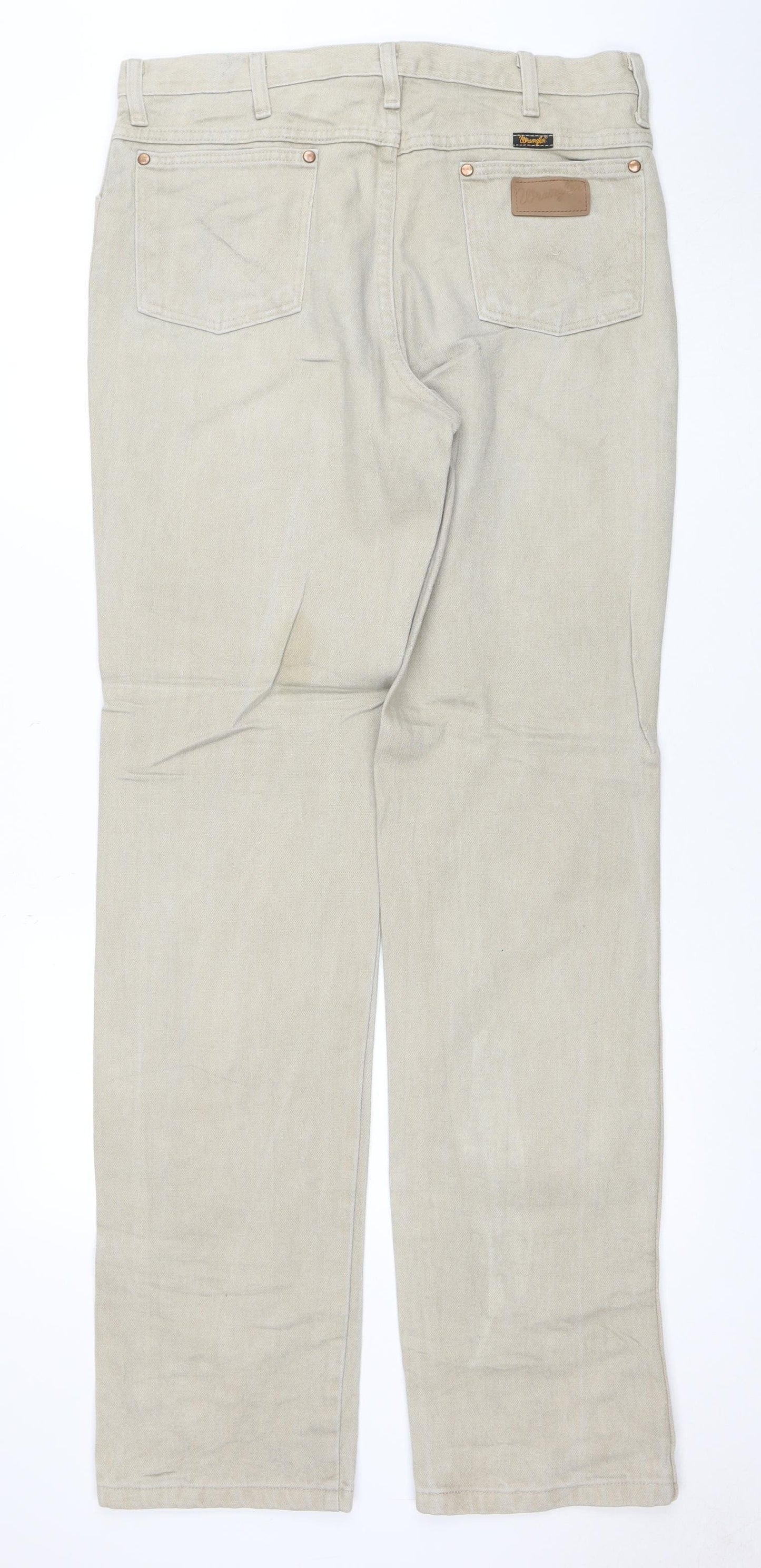 Wrangler Men's Beige Chino Trousers 34W 36L Cotton Straight Fit