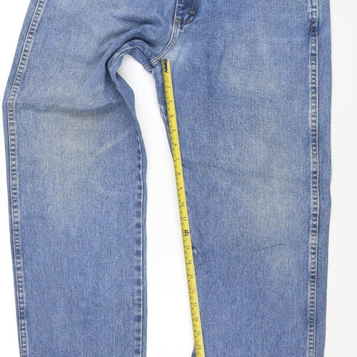 Wrangler Men's Blue 34x32 Regular Fit Straight Denim Jeans