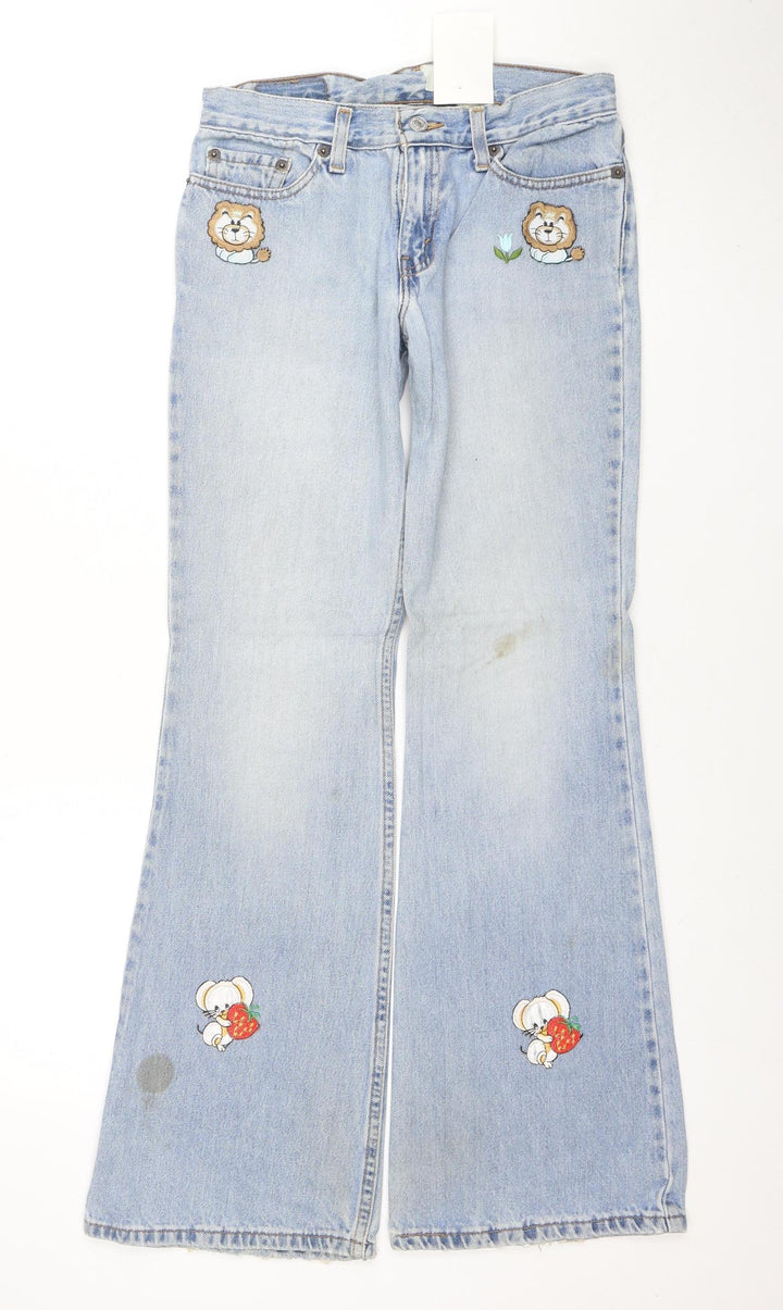 Levi's 514 Womens Light Blue Flared Jeans Size 4 Low Rise Denim