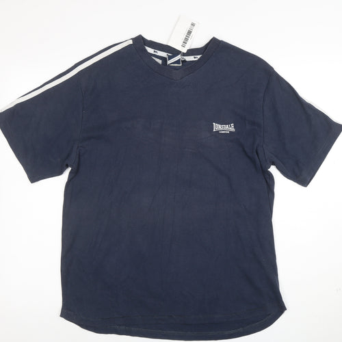 Lonsdale Men’s Blue Crew Neck Short Sleeve Cotton T-Shirt M