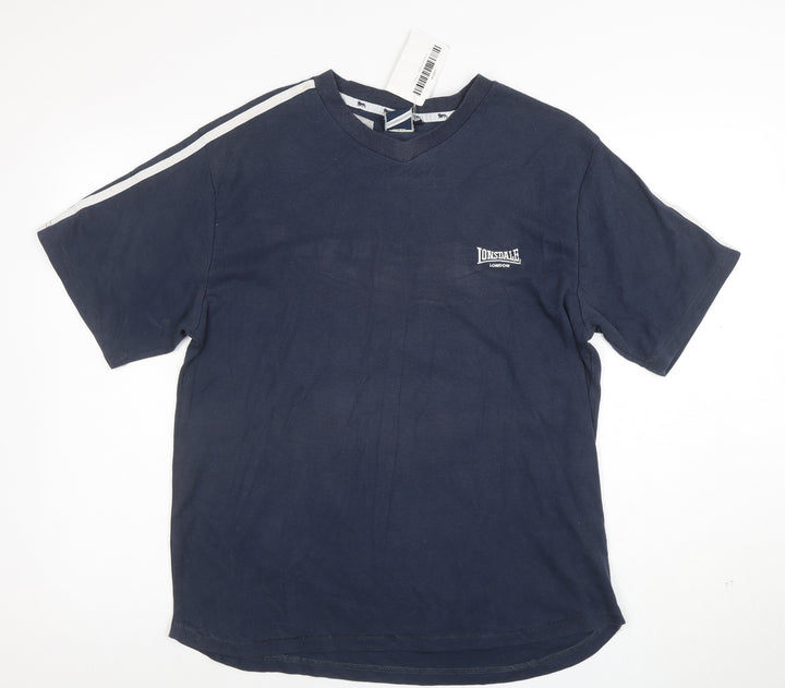 Lonsdale Men’s Blue Crew Neck Short Sleeve Cotton T-Shirt M