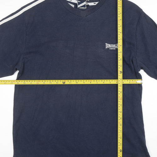 Lonsdale Men’s Blue Crew Neck Short Sleeve Cotton T-Shirt M