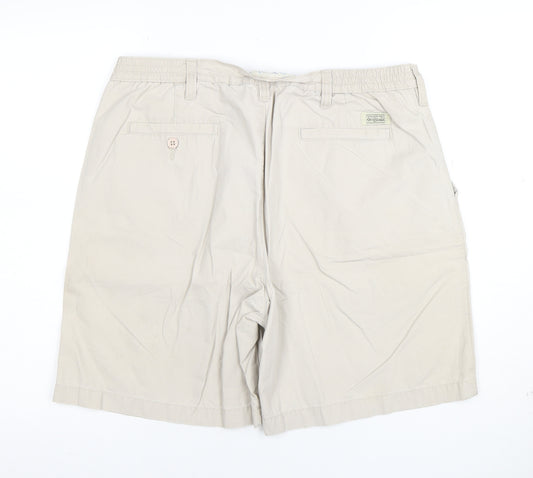 Marks and Spencer Men Beige Cotton Chino Shorts Size 36 Regular Fit
