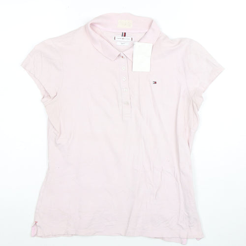 Tommy Hilfiger Women's Pink Slim Fit Cotton Polo Shirt XL