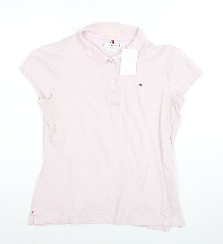 Tommy Hilfiger Women's Pink Slim Fit Cotton Polo Shirt XL