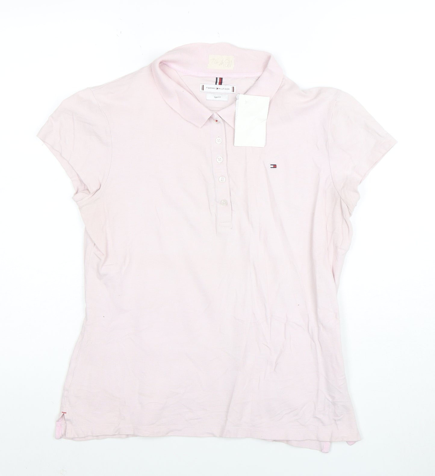 Tommy Hilfiger Women's Pink Slim Fit Cotton Polo Shirt XL