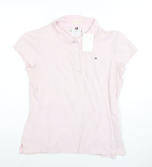 Tommy Hilfiger Women's Pink Slim Fit Cotton Polo Shirt XL