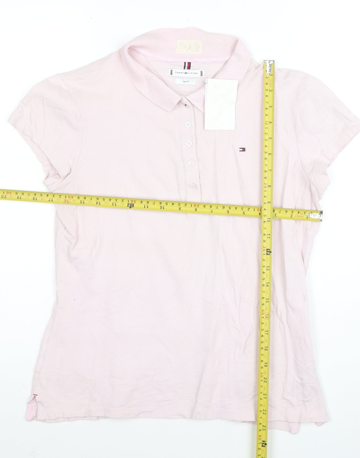 Tommy Hilfiger Women's Pink Slim Fit Cotton Polo Shirt XL