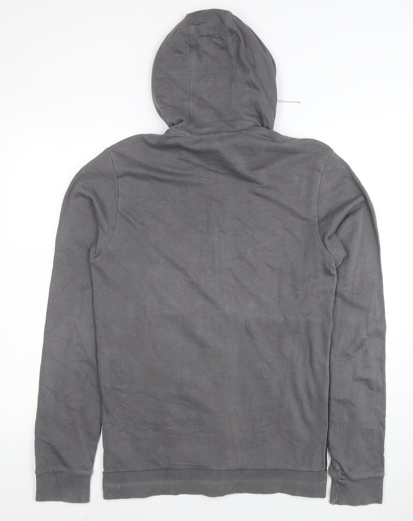 Adidas Mens Grey Full Zip Logo Hoodie Size L