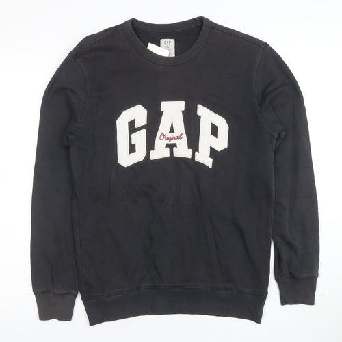 GAP Men's Black XS Pullover Logo Sweatshirt Crew Neck Cotton Blend