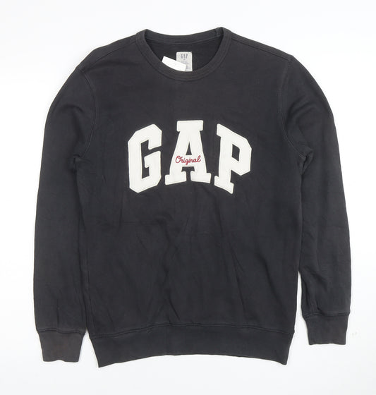 GAP Men's Black XS Pullover Logo Sweatshirt Crew Neck Cotton Blend