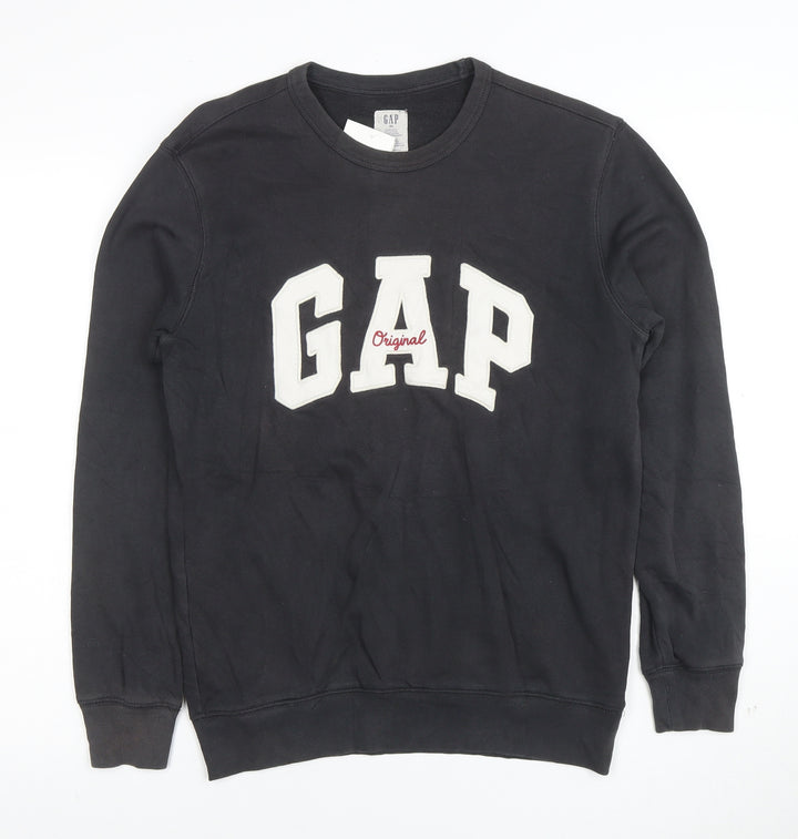 GAP Men's Black XS Pullover Logo Sweatshirt Crew Neck Cotton Blend