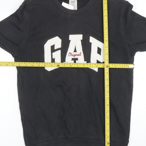 GAP Men's Black XS Pullover Logo Sweatshirt Crew Neck Cotton Blend