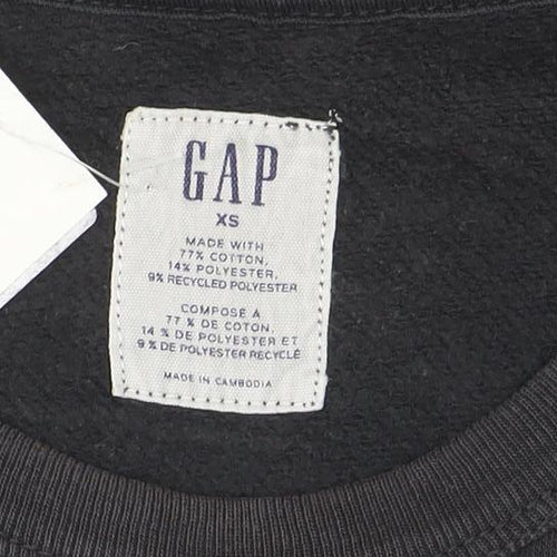 GAP Men's Black XS Pullover Logo Sweatshirt Crew Neck Cotton Blend